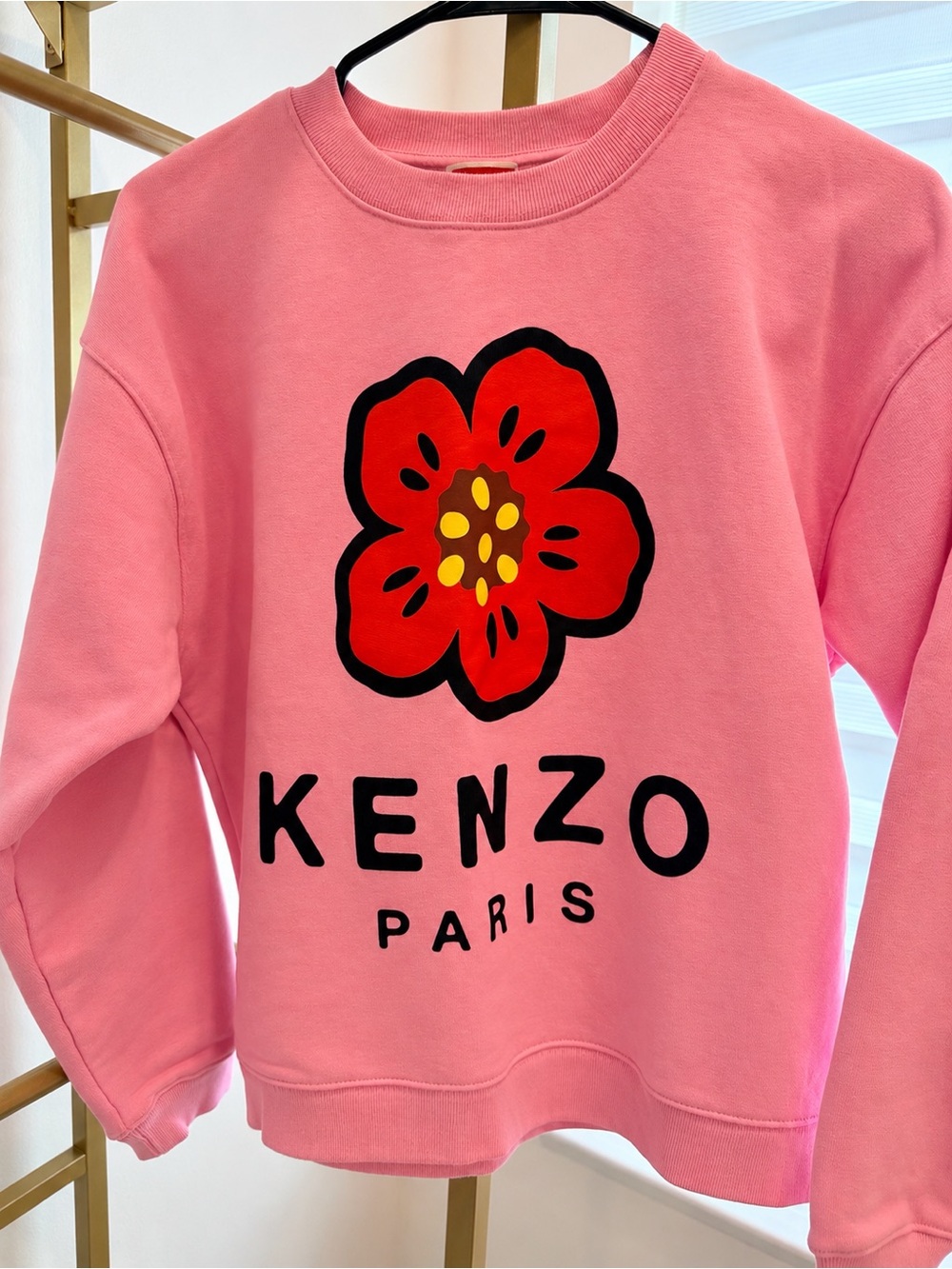 Kenzo Paris Pink Sweatshirt with Red Flower Logo